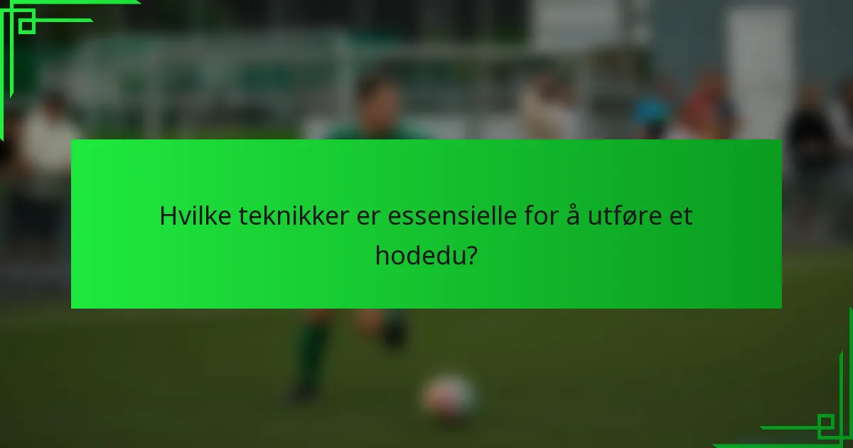 Hvilke teknikker er essensielle for å utføre et hodedu?